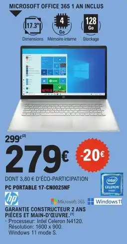 E.Leclerc HP Pc portable 17-cn0025nf offre