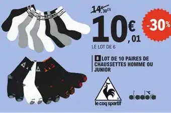 E.Leclerc Lot de 10 paires de chaussettes homme ou junior offre