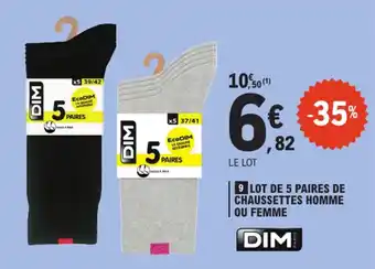 E.Leclerc DIM Lot de 5 paires de chaussettes homme ou femme offre