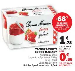 Super U BONNE MAMAN Yaourt & fruits offre