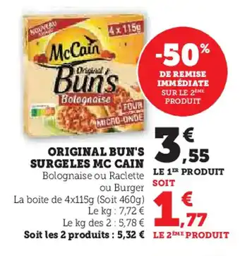 Super U MC CAIN Original bun's surgeles offre