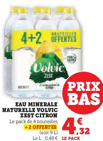 Super U VOLVIC Eau minerale naturelle zest citron offre