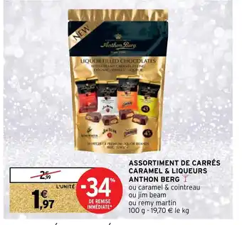 Intermarché Assortiment De Carrés Caramel & Liqueurs Anthon Berg offre