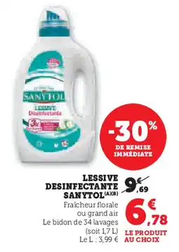 Super U SANYTOL Lessive desinfectante offre