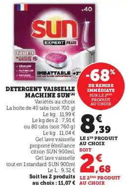 Super U SUN Detergent vaisselle machine offre