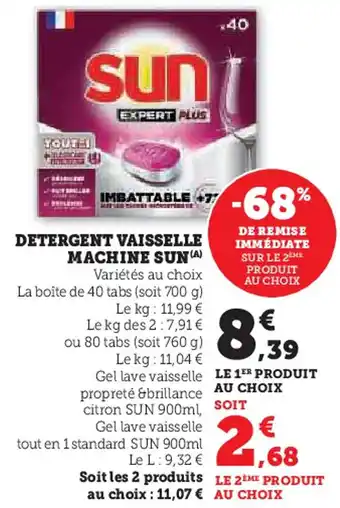 Super U SUN Detergent vaisselle machine offre