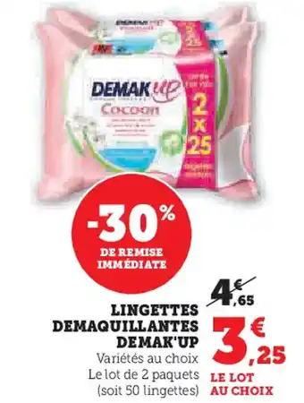 Super U DEMAK'UP Lingettes demaquillantes offre