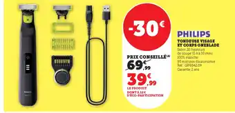 Super U PHILIPS Tondeuse visage et corps oneblade offre