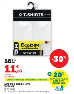 Super U DIM Lot de 2 tee shirts homme offre