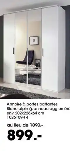 Möbel Martin Armoire à portes battantes Blanc alpin (panneau aggloméré), offre