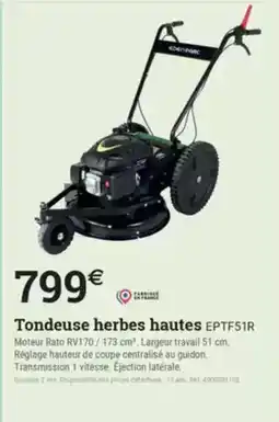 Espace emeraude Tondeuse herbes hautes eptf51r offre