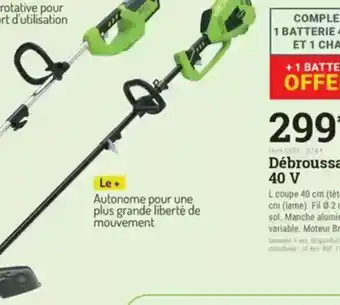 Espace emeraude Débroussailleuse 40 V offre