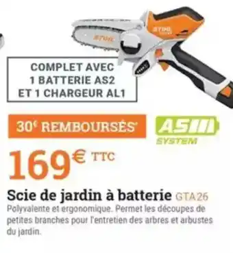 Espace emeraude Scie de jardin à batterie GTA26 offre