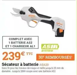 Espace emeraude Sécateur à batterie ASA20 offre