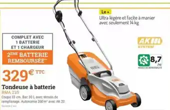 Espace emeraude Tondeuse à batterie RMA 235 offre