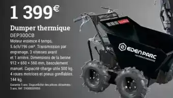 Espace emeraude EDEN PARC Dumper thermique offre