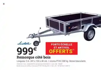 Espace emeraude Remorque côté bois offre