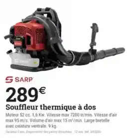 Espace emeraude SARP Souffleur thermique à dos offre