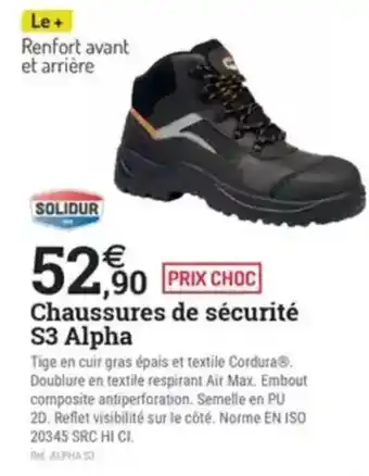 Espace emeraude SOLIDUR Chaussures de sécurité S3 Alpha offre