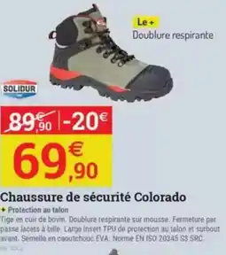 Espace emeraude SOLIDUR Chaussure de sécurité Colorado offre