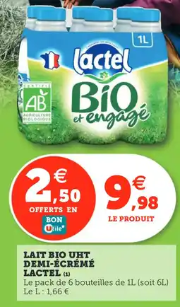 Utile LACTEL Lait bio uht demi-écrémé offre