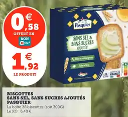 Utile PASQUIER Biscottes sans sel, sans sucres ajoutés offre