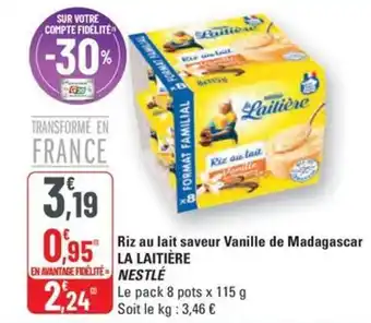 G20 LA LAITIÈRE Riz au lait saveur Vanille de Madagascar offre