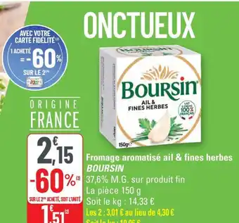 G20 BOURSIN Fromage aromatisé ail & fines herbes offre