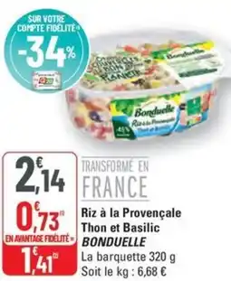 G20 BONDUELLE Riz à la Provençale Thon et Basilic offre