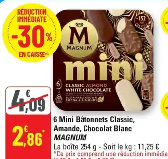 G20 MAGNUM 6 Mini Bâtonnets Classic, Amande, Chocolat Blanc offre