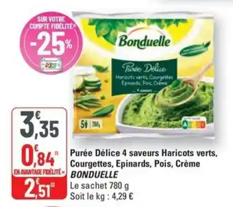 G20 BONDUELLE Purée Délice 4 saveurs Haricots verts, Courgettes, Epinards, Pois, Crème offre