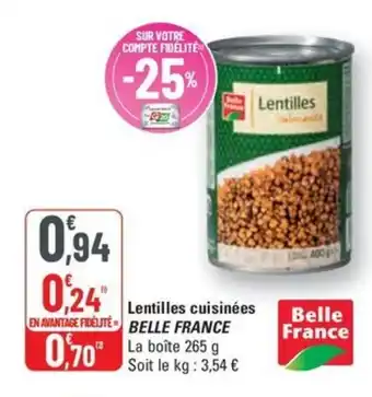 G20 BELLE FRANCE Lentilles cuisinées offre