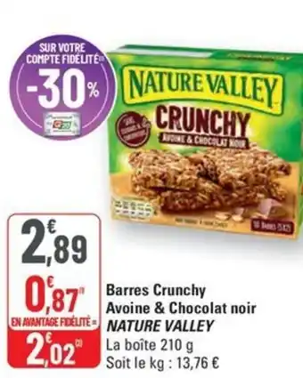 G20 NATURE VALLEY Barres Crunchy Avoine & Chocolat noir offre