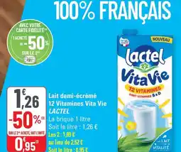 G20 LACTEL Lait demi-écrémé 12 Vitamines Vita Vie offre