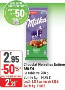 G20 MILKA Chocolat Noisettes Entières offre