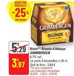 G20 GRIMBERGEN Bière Blonde d'Abbaye offre