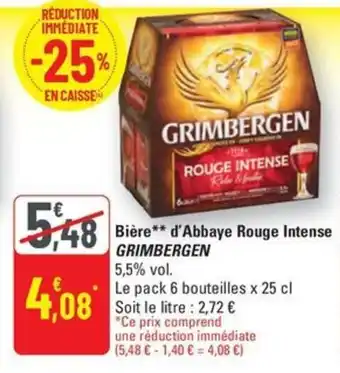 G20 GRIMBERGEN Bière d'Abbaye Rouge Intense offre