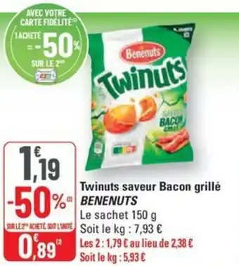 G20 BENENUTS Twinuts saveur Bacon grillé offre