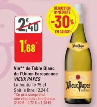 G20 VIEUX PAPES Vin de Table Blanc de l'Union Européenne offre