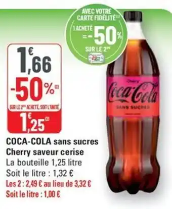 G20 COCA-COLA sans sucres Cherry saveur cerise offre