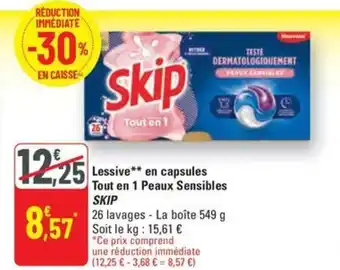 G20 SKIP Lessive en capsules Tout en 1 Peaux Sensibles offre