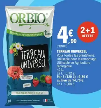 E.Leclerc Jardi ORBIO Terreau universel offre