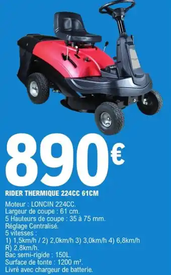 E.Leclerc Jardi Rider thermique 224cc offre