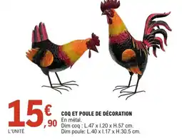 E.Leclerc Jardi Coq et poule de décoration offre