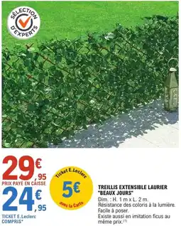 E.Leclerc Jardi "BEAUX JOURS" Treillis extensible laurier offre