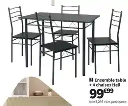 Conforama Ensemble table + 4 chaises Hell offre