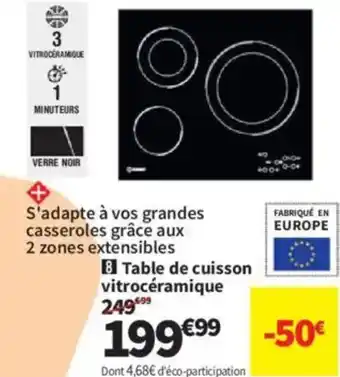 Conforama Table de cuisson vitrocéramique offre