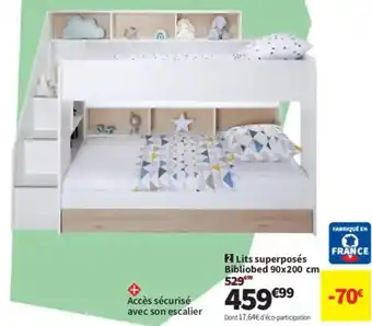 Conforama Lits superposés Bibliobed 90x200 cm 529699 offre