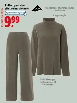 Lidl Pull ou pantalon effet velours femme offre