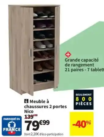 Conforama Meuble à chaussures 2 portes Nico offre